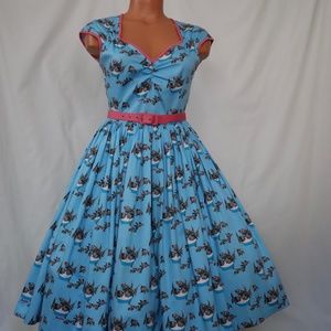 MARY BLAIR Pinup Couture Heidi dress cat print XS